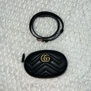Gucci Calfskin Matelasse GG Marmont Leather Belt Bag 85/34-Authentic-NWT